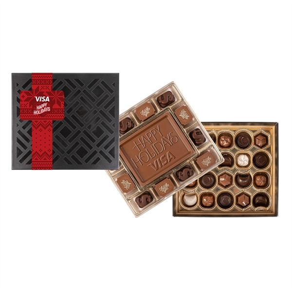 Medium Deluxe Chocolate Gift Box with Square Full Color Band... from ASI 44900 NC Custom (CI/Lanco) / Chocolate Inn