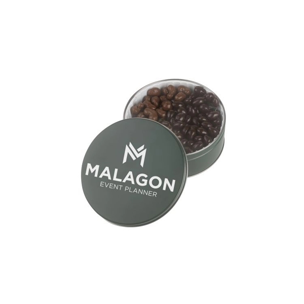Collector tin filled with dark and milk chocolate cashews, 27 oz.... from ASI 44900 NC Custom (CI/Lanco) / Lanco