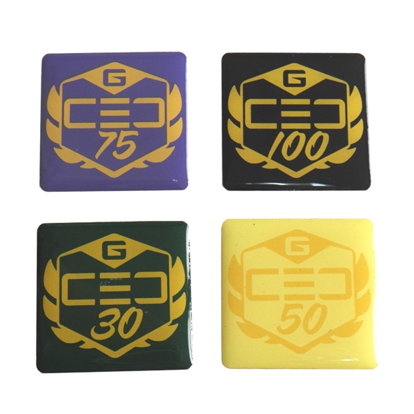 Square bronze badge lapel pin with full color epoxy dome... from ASI 37218 Athena Promo (tm)