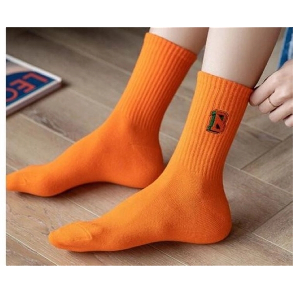These solid color ribbed socks have high-quality 5,000 stitch embroidered branding... from ASI 30250 AZX Sport USA