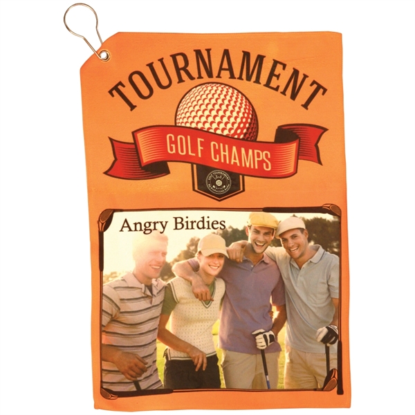 12" x 17.5" custom printed golf towel with grommet and clip.... from ASI 92531 Unique Custom Products / UCP