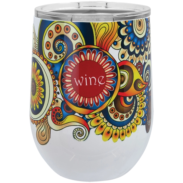 3.5" x 4.375" printed 12 oz. polar camel stemless wine glass... from ASI 92531 Unique Custom Products / UCP