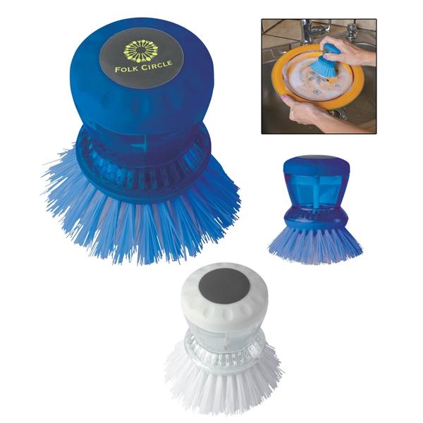 Kitchen scrub brush that stores soap for easy dispensing and quick... from ASI 61125 Hit Promotional Products