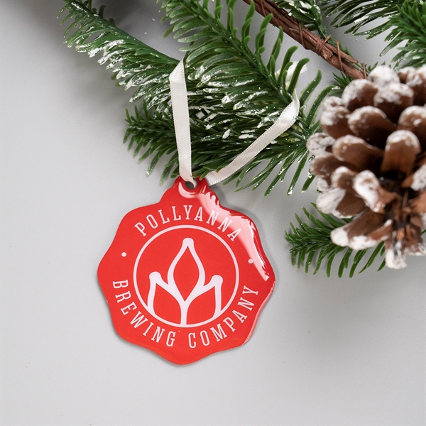 Custom profile stainless steel ornaments with a full color offset print... from ASI 61966 HPG / BCG Creations HPG Gold