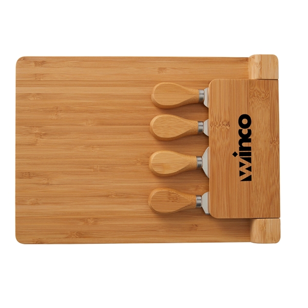 Magnetic cheese charcuterie board set with bamboo tray, flip-up magnetic utensil... from ASI 52840 Evans Manufacturing