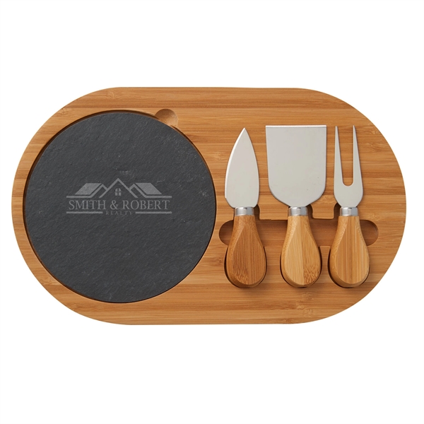 Charcuterie cheese board set with bamboo tray, removable slate serving block,... from ASI 52840 Evans Manufacturing