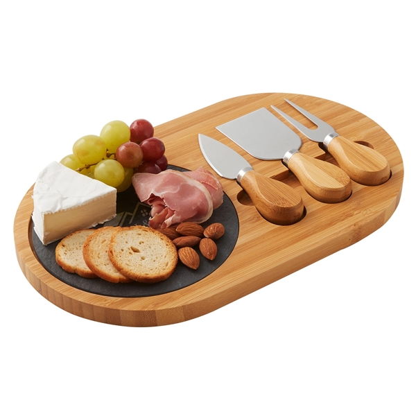 Charcuterie cheese board set with bamboo tray, removable slate serving block,... from ASI 52840 Evans Manufacturing