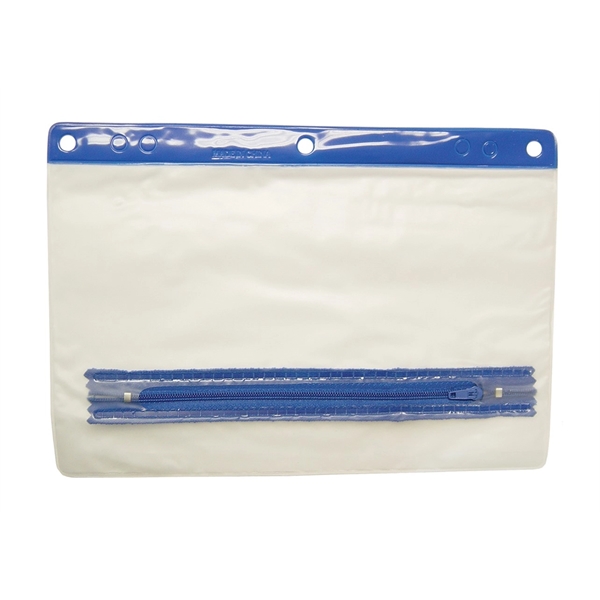School pouch with colored trim and zipper and 3 hole punch... from ASI 99030 Zipline / MainStream Promotions™
