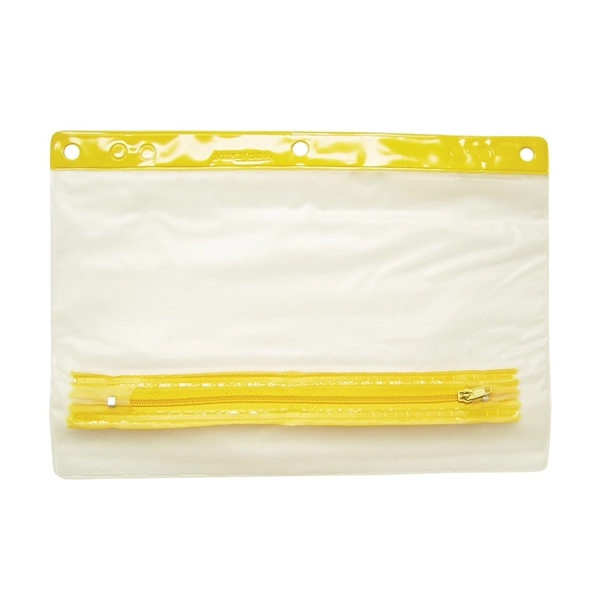 School pouch with colored trim and zipper and 3 hole punch... from ASI 99030 Zipline / MainStream Promotions™