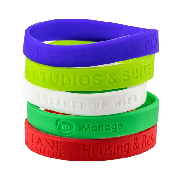 7.95" x 0.47" non-toxic silicone wristband in assorted colors.... from ASI 52263 EMT / EMT EMT EASY