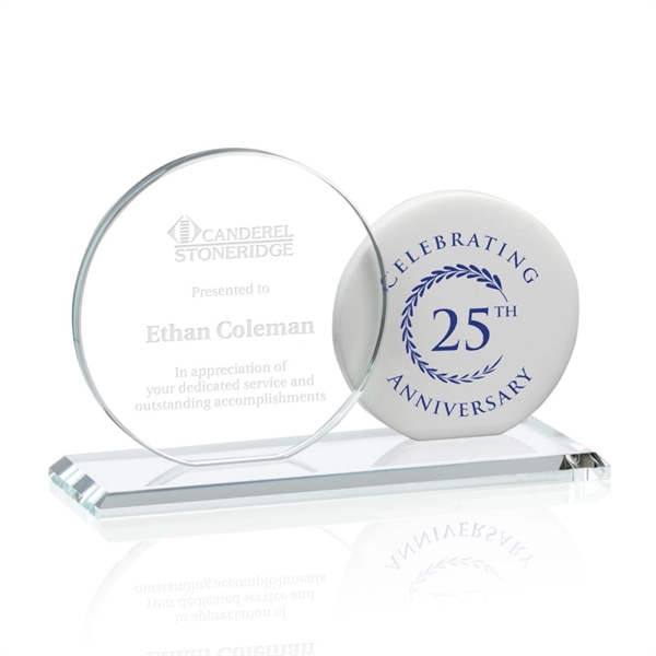 Starfire Award with 4" and 5" diameter round crystal mounted on... from ASI 84592 St Regis Group / St Regis