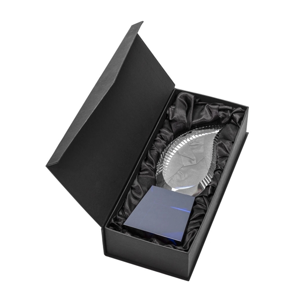 Crystal optical scalloped flame award on tall optical base.... from ASI 84592 St Regis Group / St Regis