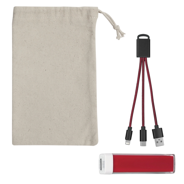 Charging Buddy kit with a carrying pouch, power bank, and braided... from ASI 61125 Hit Promotional Products / Hit®