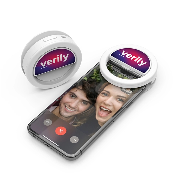 3.14" round clip-on USB rechargeable selfie light with security camera cover.... from ASI 61125 Hit Promotional Products / Hit®