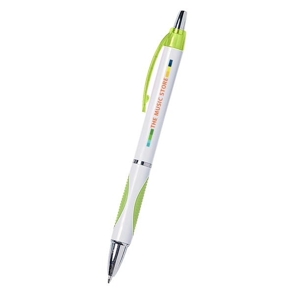 Sassy plunger action pen with rubber grip for writing comfort and... from ASI 61125 Hit Promotional Products / Hit®