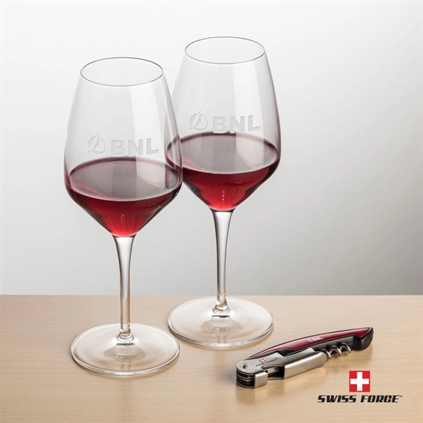 Giftset includes 2 Brunswick Stemmed wine glasses and Swiss Force® Impressive... from ASI 84592 St Regis Group