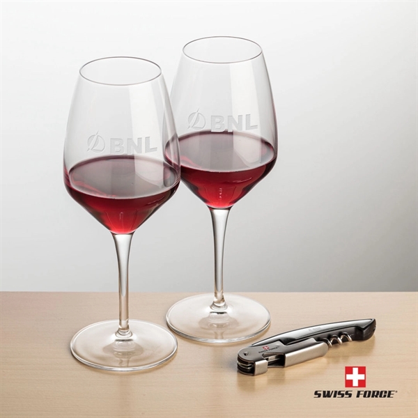 Giftset includes 2 Brunswick Stemmed wine glasses and Swiss Force® Impressive... from ASI 84592 St Regis Group