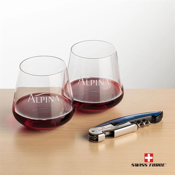 Giftset includes 2 Cannes stemless wine glasses and Swiss Force® Impressive... from ASI 84592 St Regis Group
