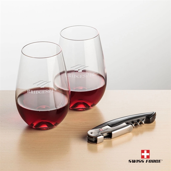 Giftset includes 2 Boston stemless wine glasses and Swiss Force® Impressive... from ASI 84592 St Regis Group