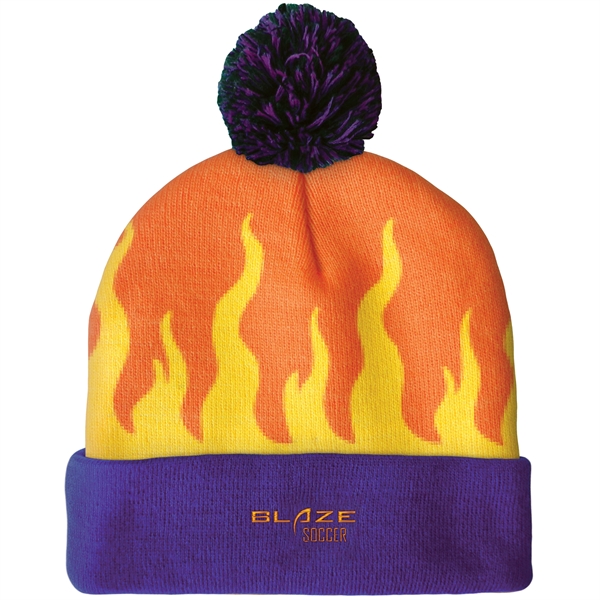 High quality, soft, and warm custom jacquard knit beanie with pom... from ASI 80228 Quinn