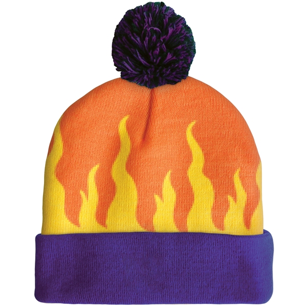 High quality, soft, and warm custom jacquard knit beanie with pom... from ASI 80228 Quinn