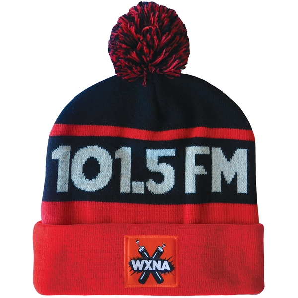 High quality, soft, and warm custom jacquard knit beanie with pom... from ASI 80228 Quinn