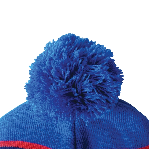 High quality, soft, and warm custom jacquard knit beanie with pom... from ASI 80228 Quinn