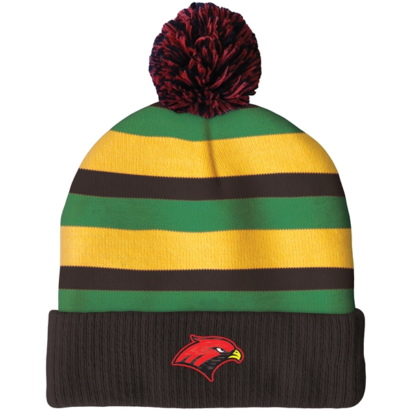 High quality, soft, and warm custom jacquard knit beanie with pom... from ASI 80228 Quinn