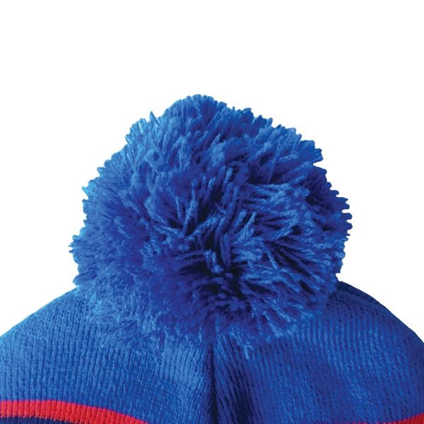 High quality, soft, and warm custom jacquard knit beanie with pom... from ASI 80228 Quinn