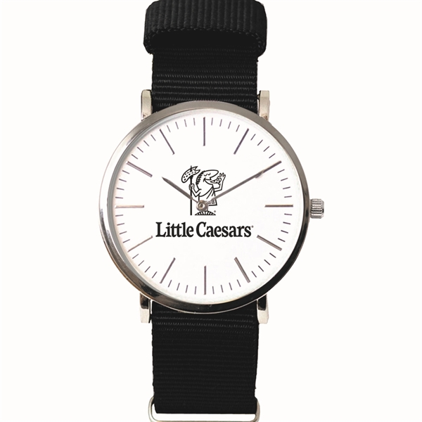 Silver Wrist Watch with White Dial and a Colored Fabric Strap.... from ASI 86230 Selco