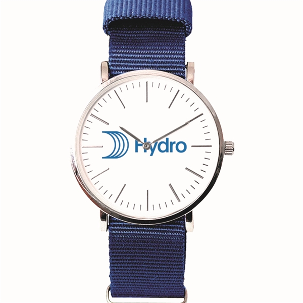 Silver Wrist Watch with White Dial and a Colored Fabric Strap.... from ASI 86230 Selco