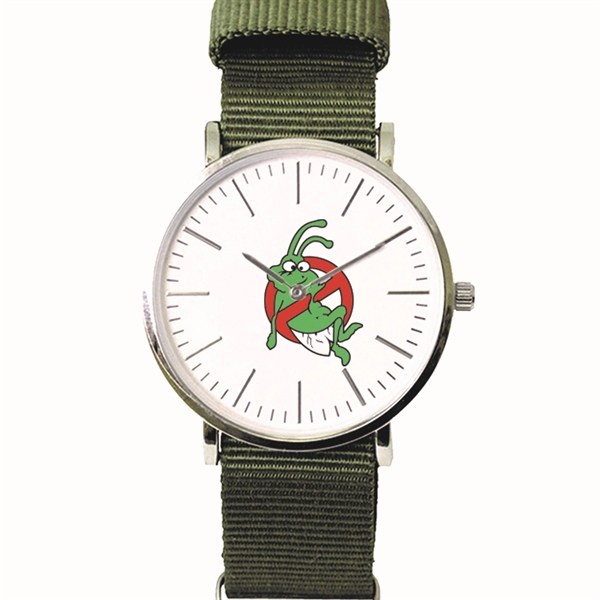 Silver Wrist Watch with White Dial and a Colored Fabric Strap.... from ASI 86230 Selco