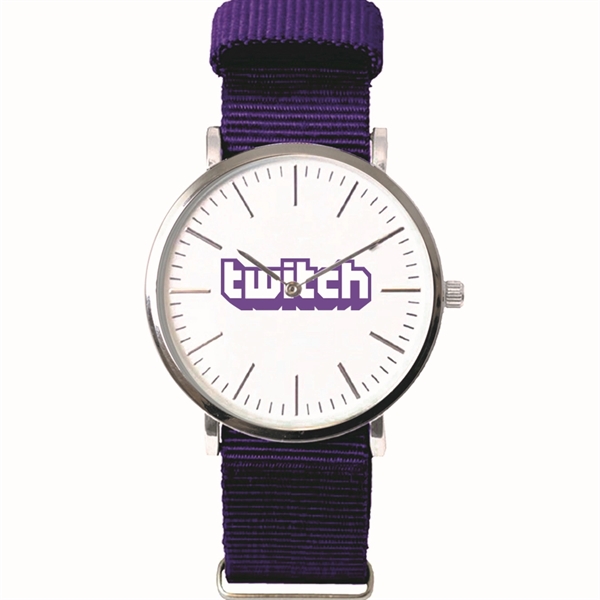 Silver Wrist Watch with White Dial and a Colored Fabric Strap.... from ASI 86230 Selco