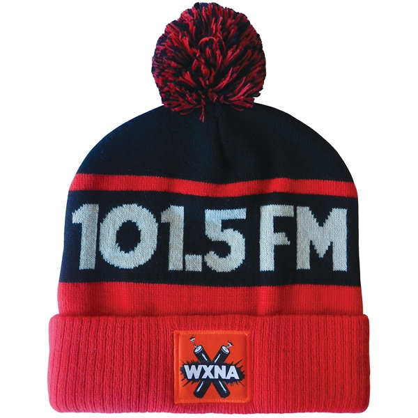 High quality, soft, and warm custom jacquard knit beanie with pom... from ASI 80228 Quinn