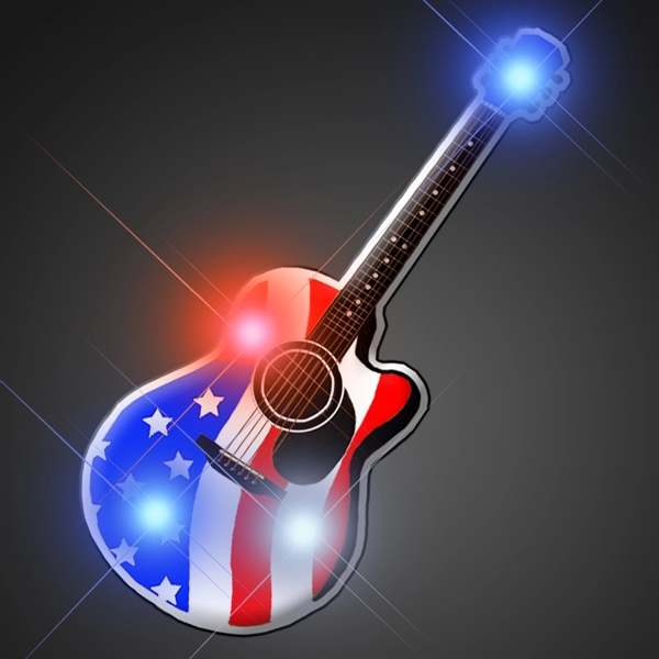Blank or Imprinted. American guitar flashing pin.... from ASI 34194 ALightPromos / Alight Promotional Products