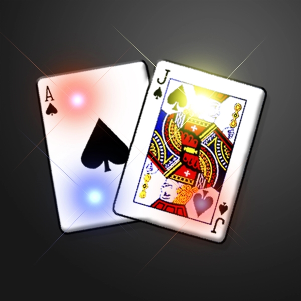 Blank or imprinted. Custom, Flashing LED Black Jack Light Up Pins.... from ASI 34194 ALightPromos / Alight Promotional Products