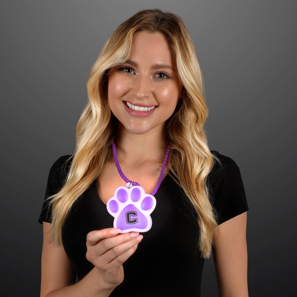 Blank or imprinted. Light Up Paw Print Necklace... from ASI 34194 ALightPromos / Alight Promotional Products
