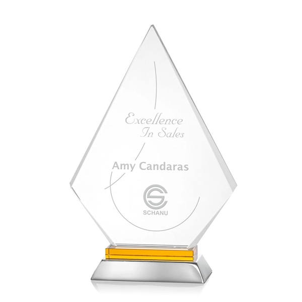 Unique arrow head shaped optical award with amber optical and aluminum... from ASI 84592 St Regis Group / St Regis