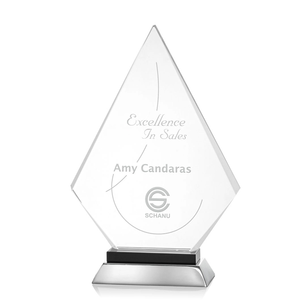 Unique arrow head shaped optical award with black optical and aluminum... from ASI 84592 St Regis Group / St Regis