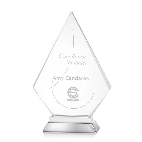 Unique arrow head shaped optical award with white optical and aluminum... from ASI 84592 St Regis Group / St Regis