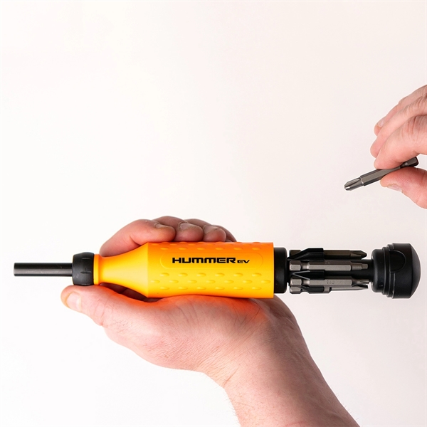 Eight-in-one multi-bit screwdriver measuring 7.5" with custom logo and color design.... from ASI 46170 Compass Industries Inc
