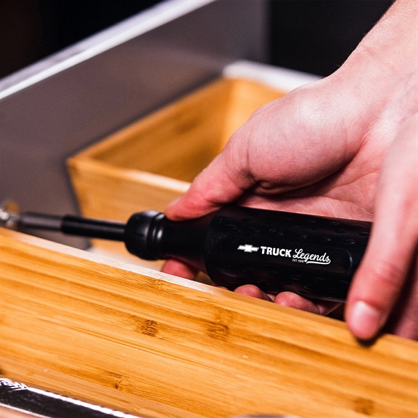 Eight-in-one multi-bit screwdriver measuring 7.5" with custom logo and color design.... from ASI 46170 Compass Industries Inc