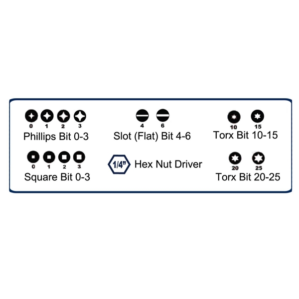 Multi-bit, 15-in-1 screwdriver  measuring 8.5" long with customizable colors and... from ASI 46170 Compass Industries Inc
