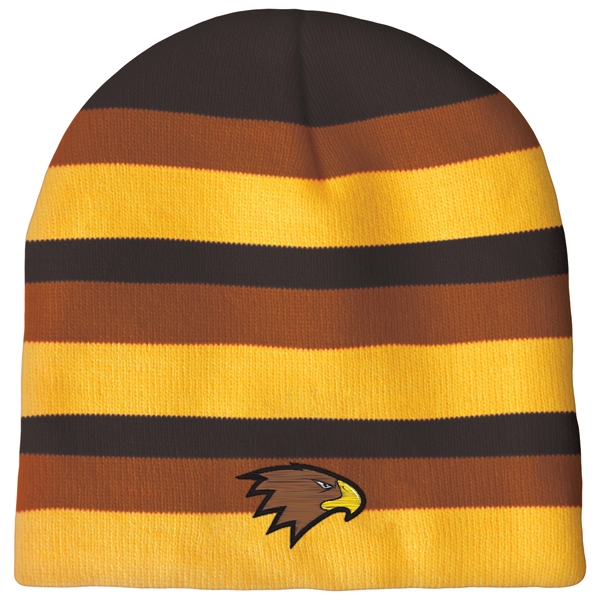 High quality, soft, and warm custom jacquard knit beanie with pom... from ASI 80228 Quinn