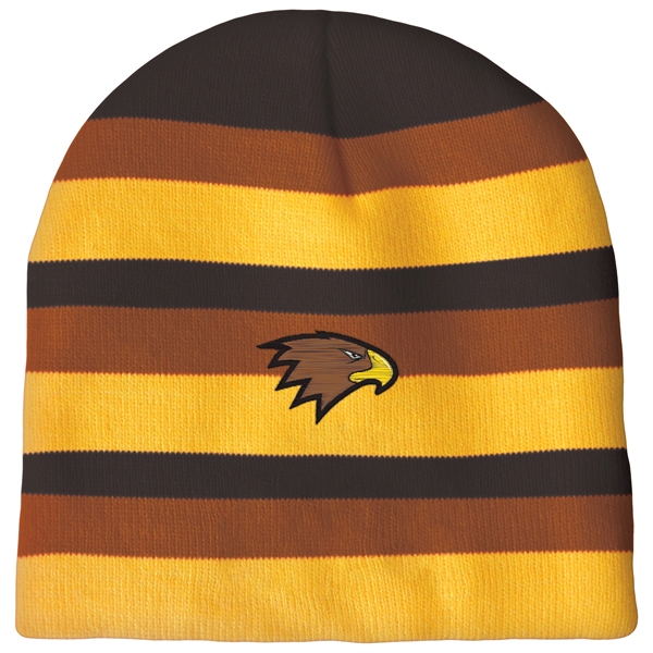 High quality, soft, and warm custom jacquard knit beanie with pom... from ASI 80228 Quinn