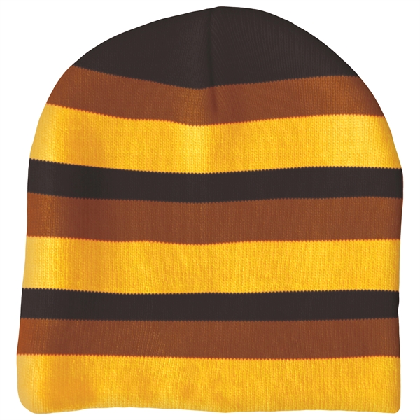 High quality, soft, and warm custom jacquard knit beanie with pom... from ASI 80228 Quinn