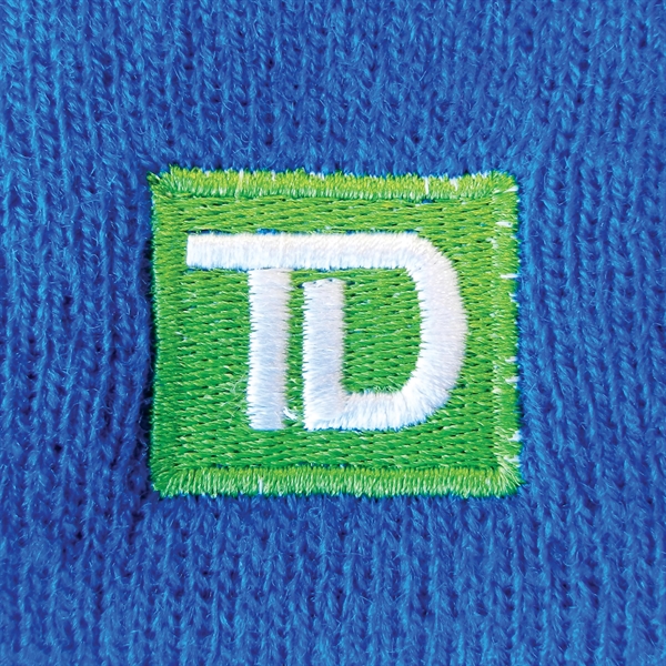 High quality, soft, and warm custom jacquard knit beanie with pom... from ASI 80228 Quinn