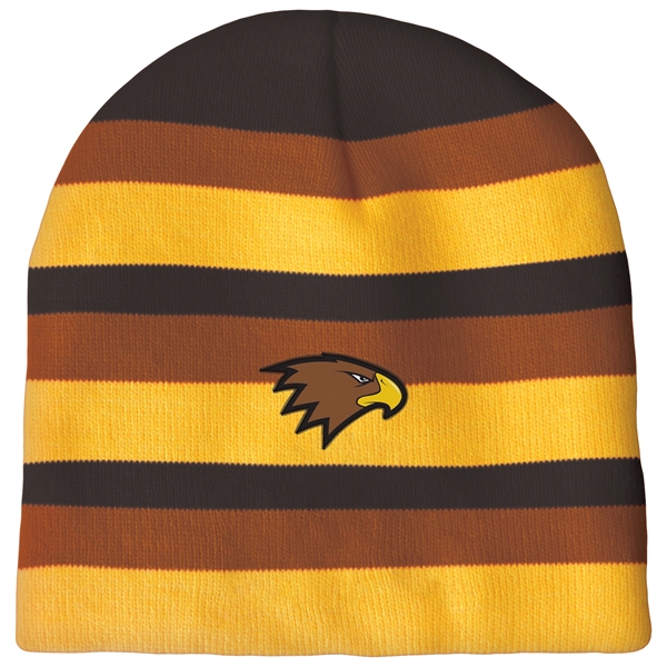 High quality, soft, and warm custom jacquard knit beanie with pom... from ASI 80228 Quinn