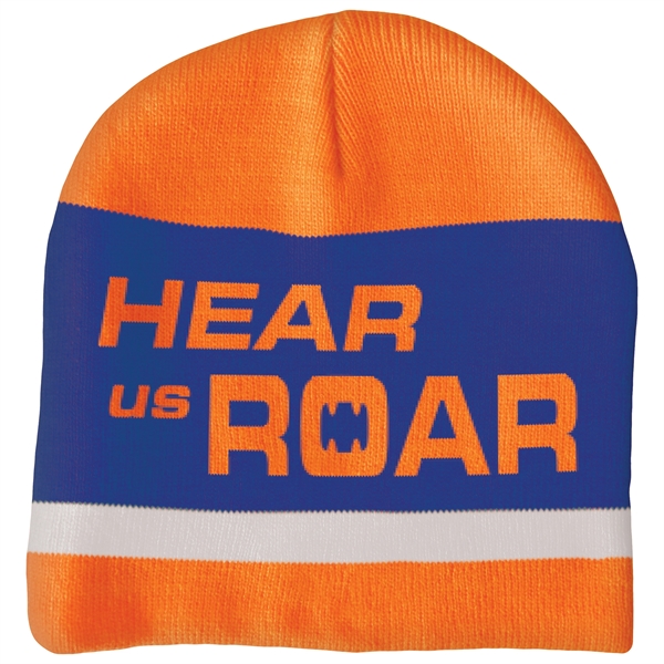 High quality, soft, and warm custom jacquard knit beanie with pom... from ASI 80228 Quinn