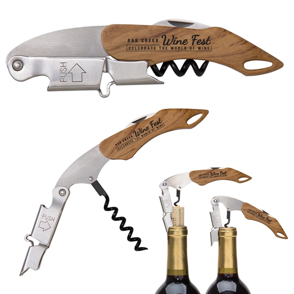 4 15/16" double-hinged waiters corkscrew with multiple functions.... from ASI 62190 Illini